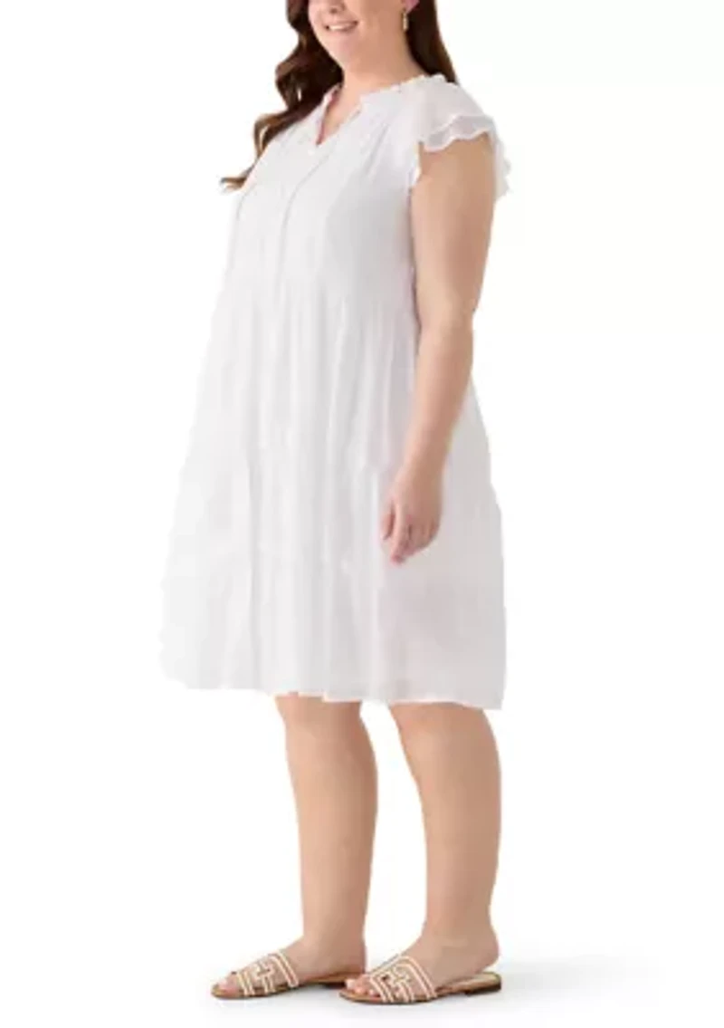 Plus Flutter Sleeve Dress