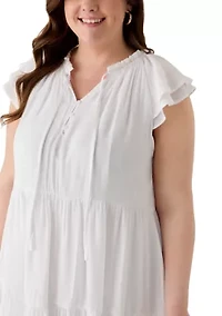 Plus Flutter Sleeve Dress