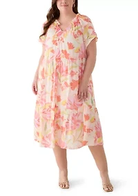 Plus Flutter Sleeve Midi Dress