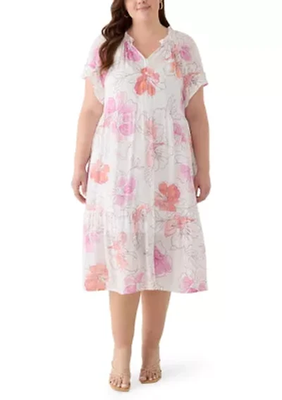 Plus Flutter Sleeve Midi Dress