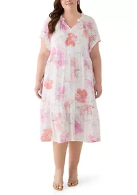 Plus Flutter Sleeve Midi Dress