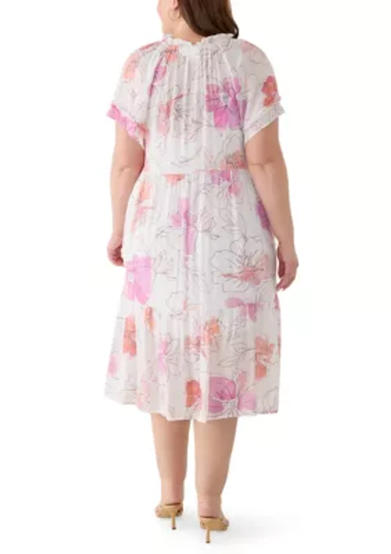 Plus Flutter Sleeve Midi Dress