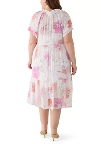 Plus Flutter Sleeve Midi Dress