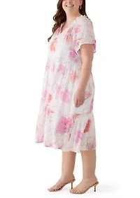 Plus Flutter Sleeve Midi Dress