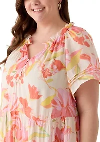 Plus Flutter Sleeve Midi Dress