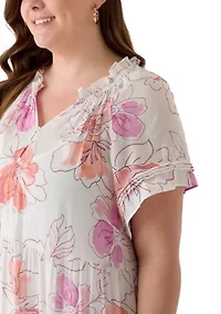 Plus Flutter Sleeve Midi Dress