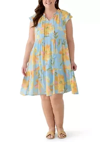 Plus Flutter Sleeve Mini Dress