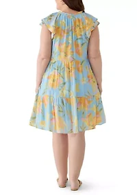 Plus Flutter Sleeve Mini Dress