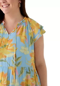 Plus Flutter Sleeve Mini Dress