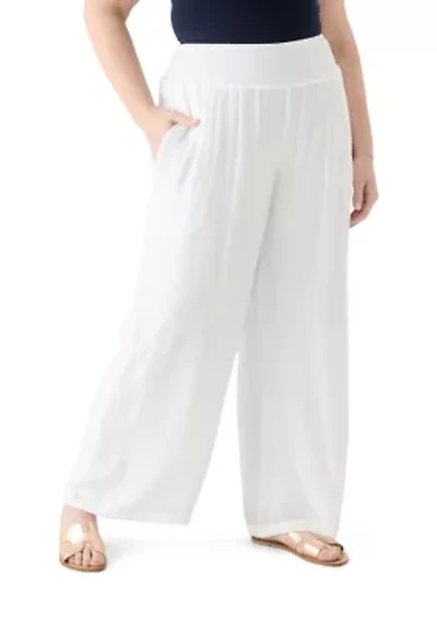 Plus Pull On Slub Pants