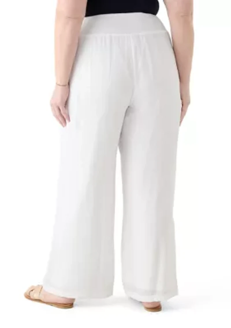 Plus Pull On Slub Pants