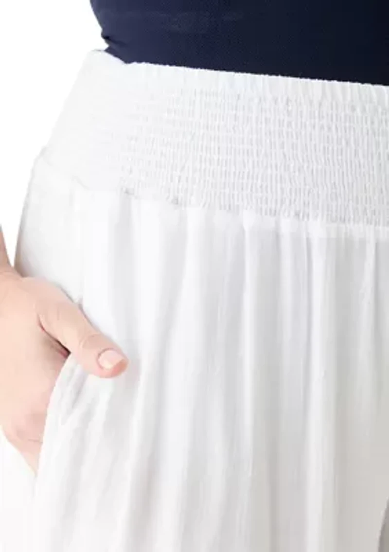 Plus Pull On Slub Pants