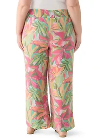 Plus Printed Slub Pants