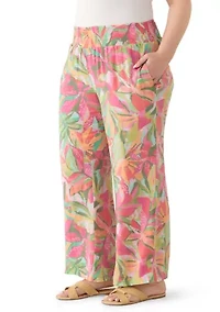 Plus Printed Slub Pants