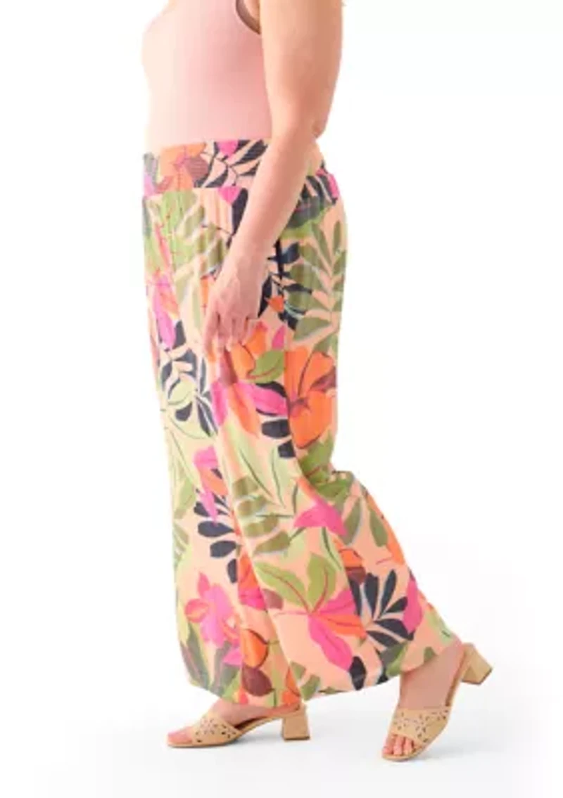 Plus Striped Slub Pants