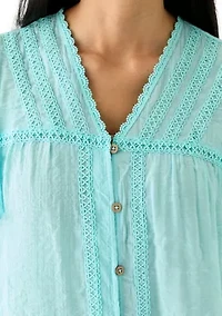 Petite Linen Like Flutter Sleeve Blouse