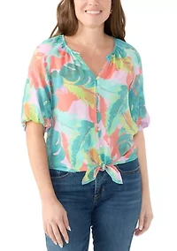 Petite Tie Front Top