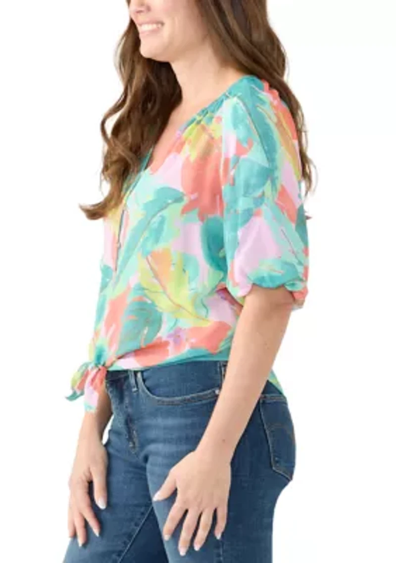 Petite Tie Front Top