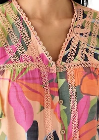 Petite Linen Like Flutter Sleeve Top