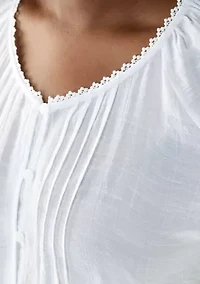 Plus Slub Embroidered Top