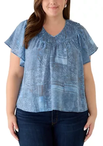 Plus Slub Knit V-Neck Top