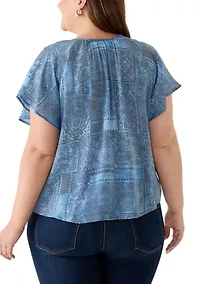 Plus Slub Knit V-Neck Top
