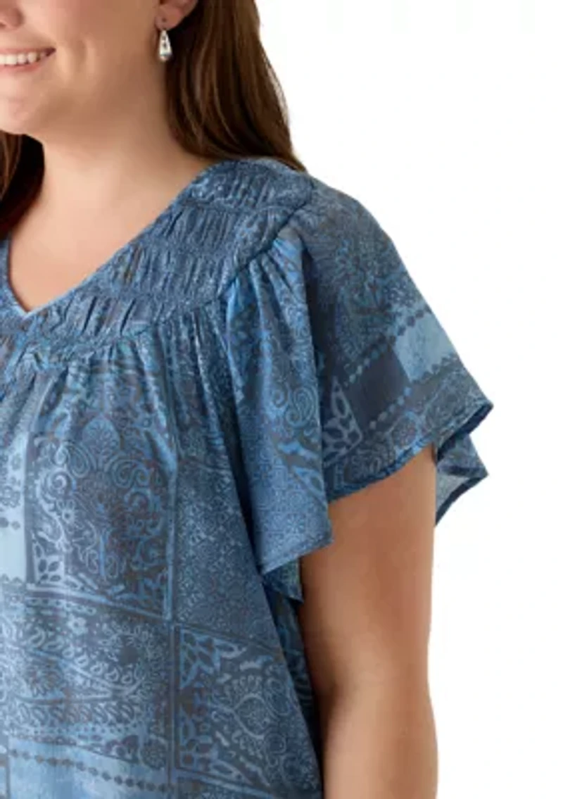 Plus Slub Knit V-Neck Top