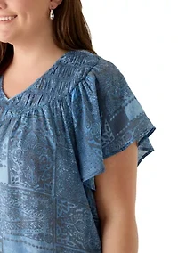 Plus Slub Knit V-Neck Top