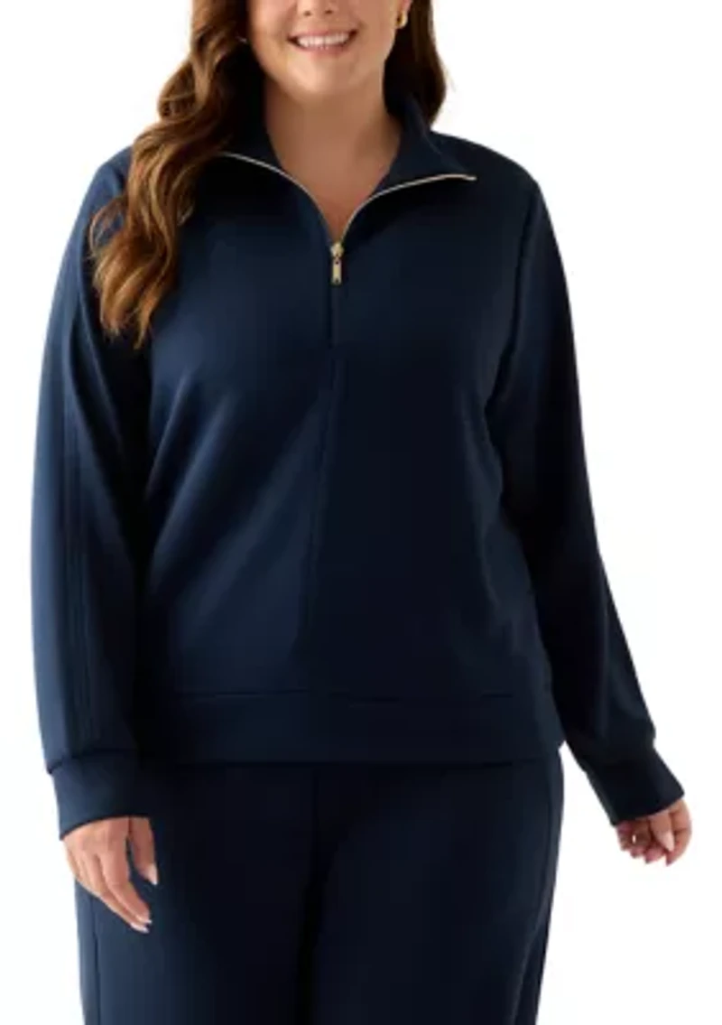 Plus Free Flow Sweater with a Quarter Zip