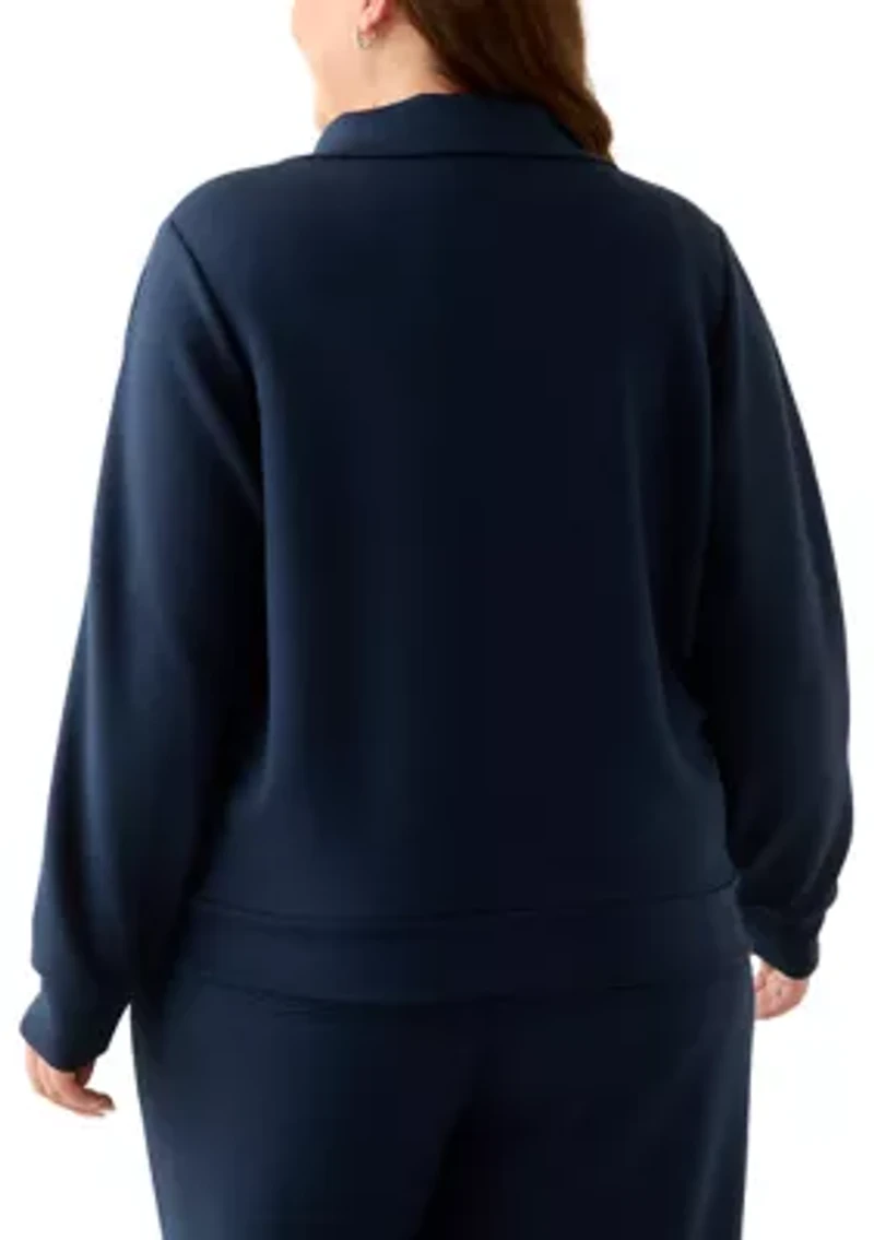 Plus Free Flow Sweater with a Quarter Zip