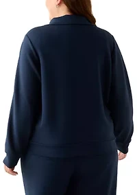 Plus Free Flow Sweater with a Quarter Zip