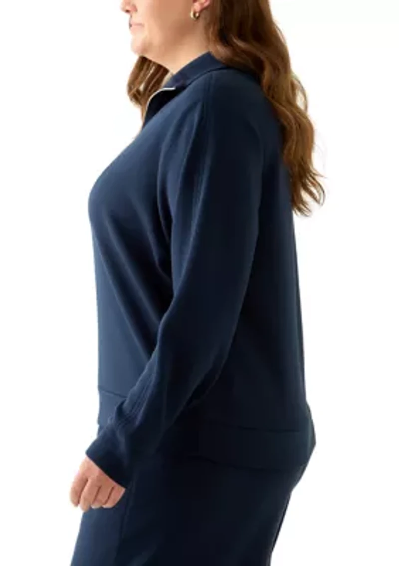 Plus Free Flow Sweater with a Quarter Zip