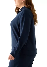 Plus Free Flow Sweater with a Quarter Zip