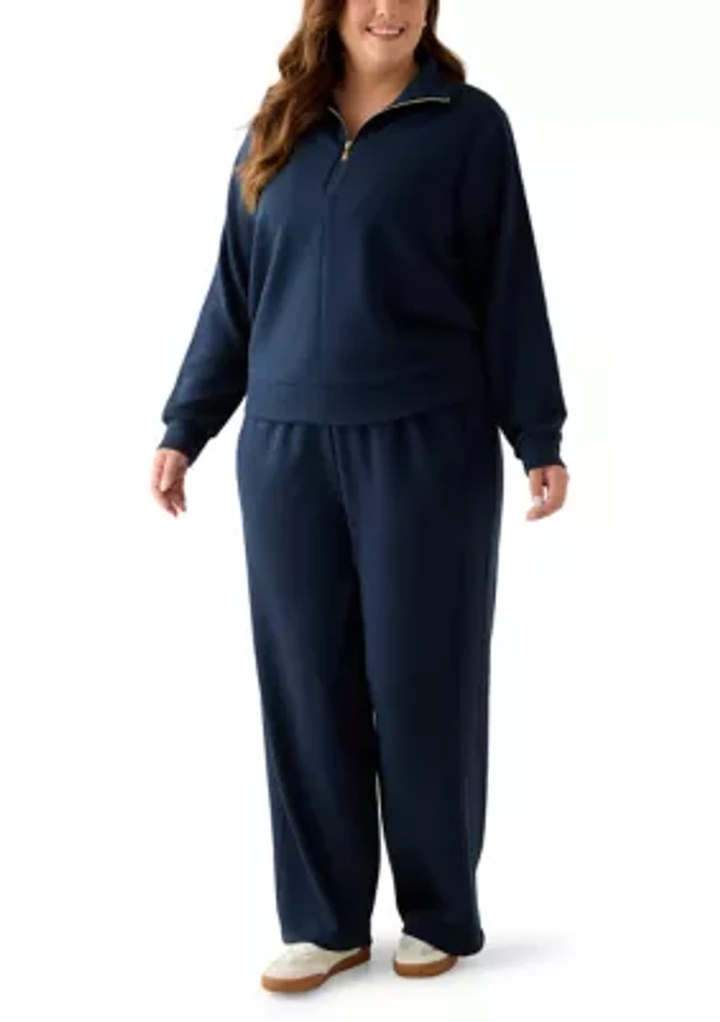 Plus Free Flow Sweater with a Quarter Zip