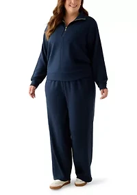 Plus Free Flow Sweater with a Quarter Zip