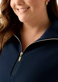 Plus Free Flow Sweater with a Quarter Zip