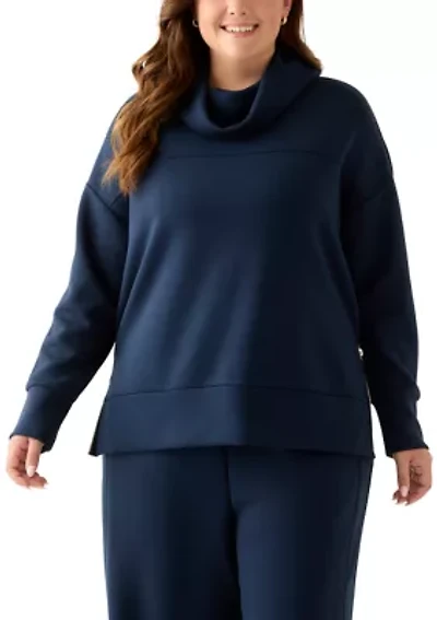Plus Freeflow Cowl Neck Sweater with Zippers