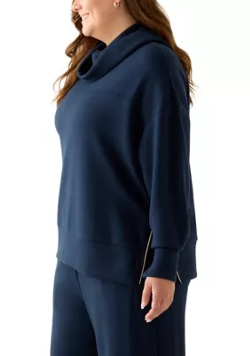 Plus Freeflow Cowl Neck Sweater with Zippers