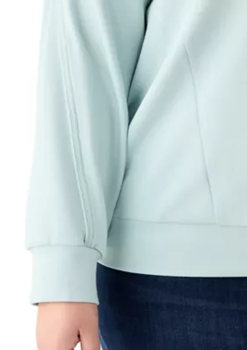 Plus Seamed Scuba Crew Neck Pullover