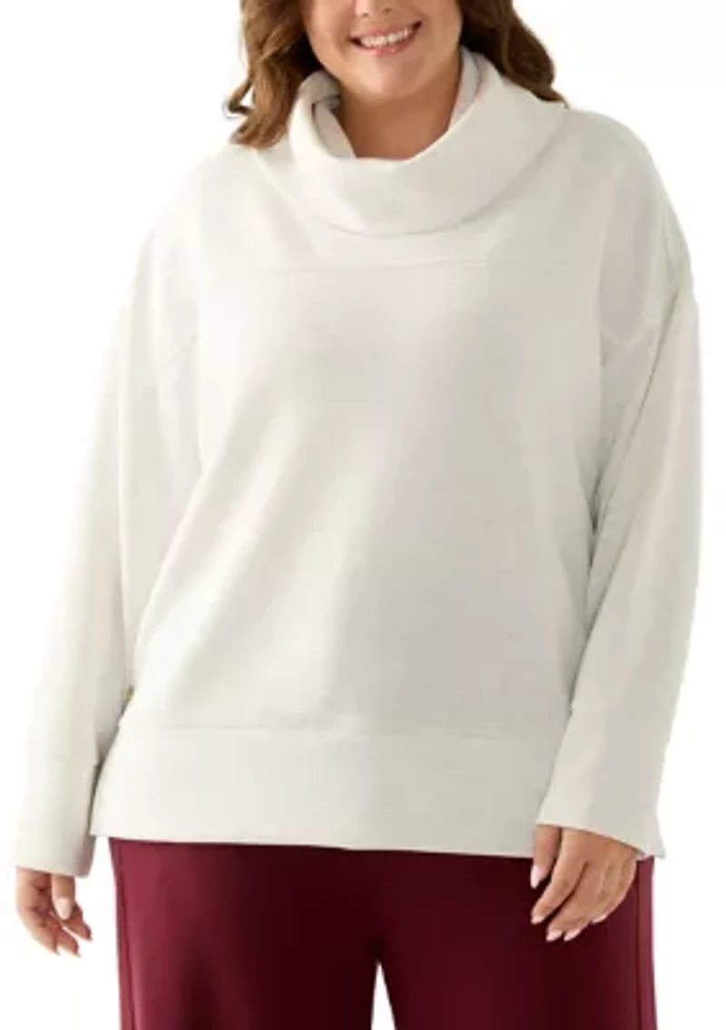 Plus Cowl Neck Sweater with Zippers
