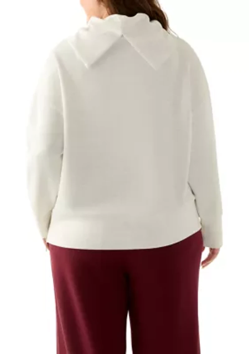 Plus Cowl Neck Sweater with Zippers