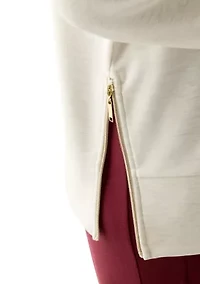 Plus Cowl Neck Sweater with Zippers