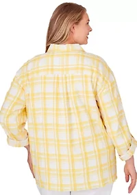 Plus Plaid Crepe Shacket