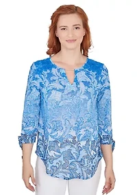 Petite Burnout Keyhole Knit Top