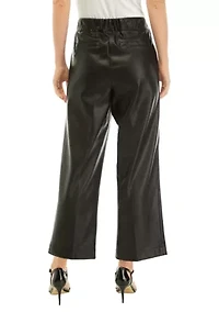 Women's Faux Leather Wide Leg Pants