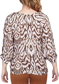 Women's Spot On Split Neck Jaguar Print Top