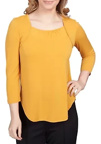 Women's Spot On Solid Square Neck Stretch Top