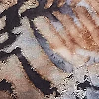 Petite Tie Dye Animal Print Keyhole Neck Top