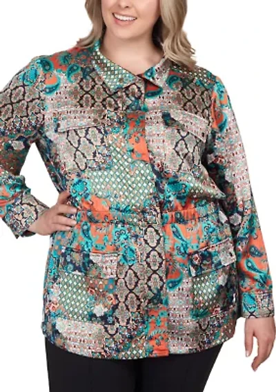 Plus Paisley Patchwork Fitted Jacket