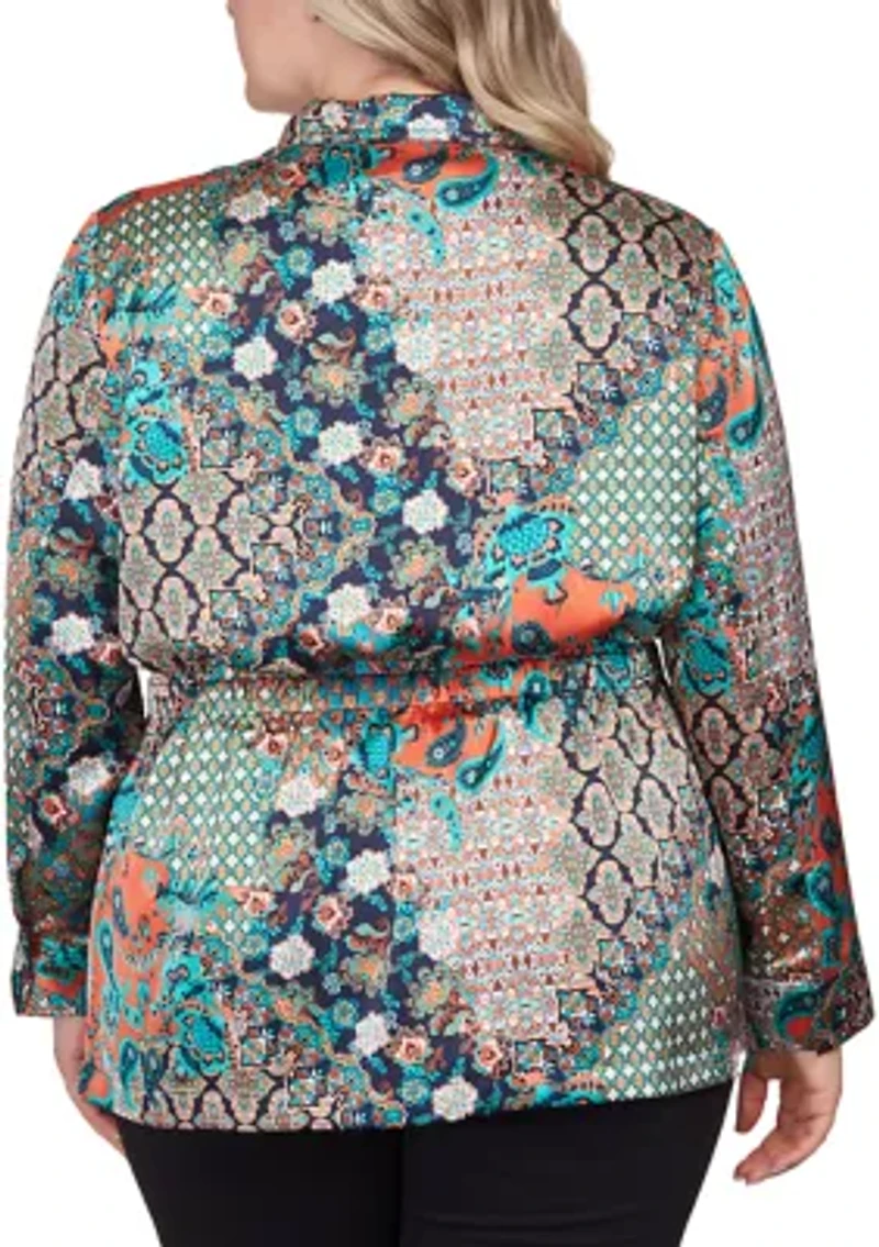 Plus Paisley Patchwork Fitted Jacket